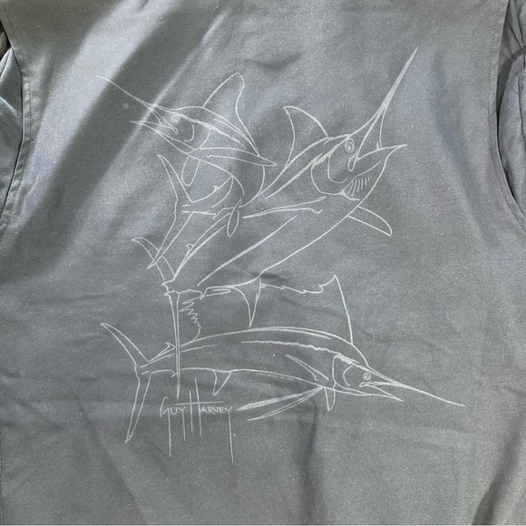 Guy Harvey Bomber Jacket Navy Blue Fish Print Full Zip Lined Blue Water Men Sz M - Picture 2 of 15